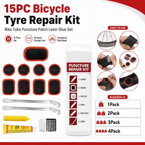15pc bike tyre puncture repair - bike,